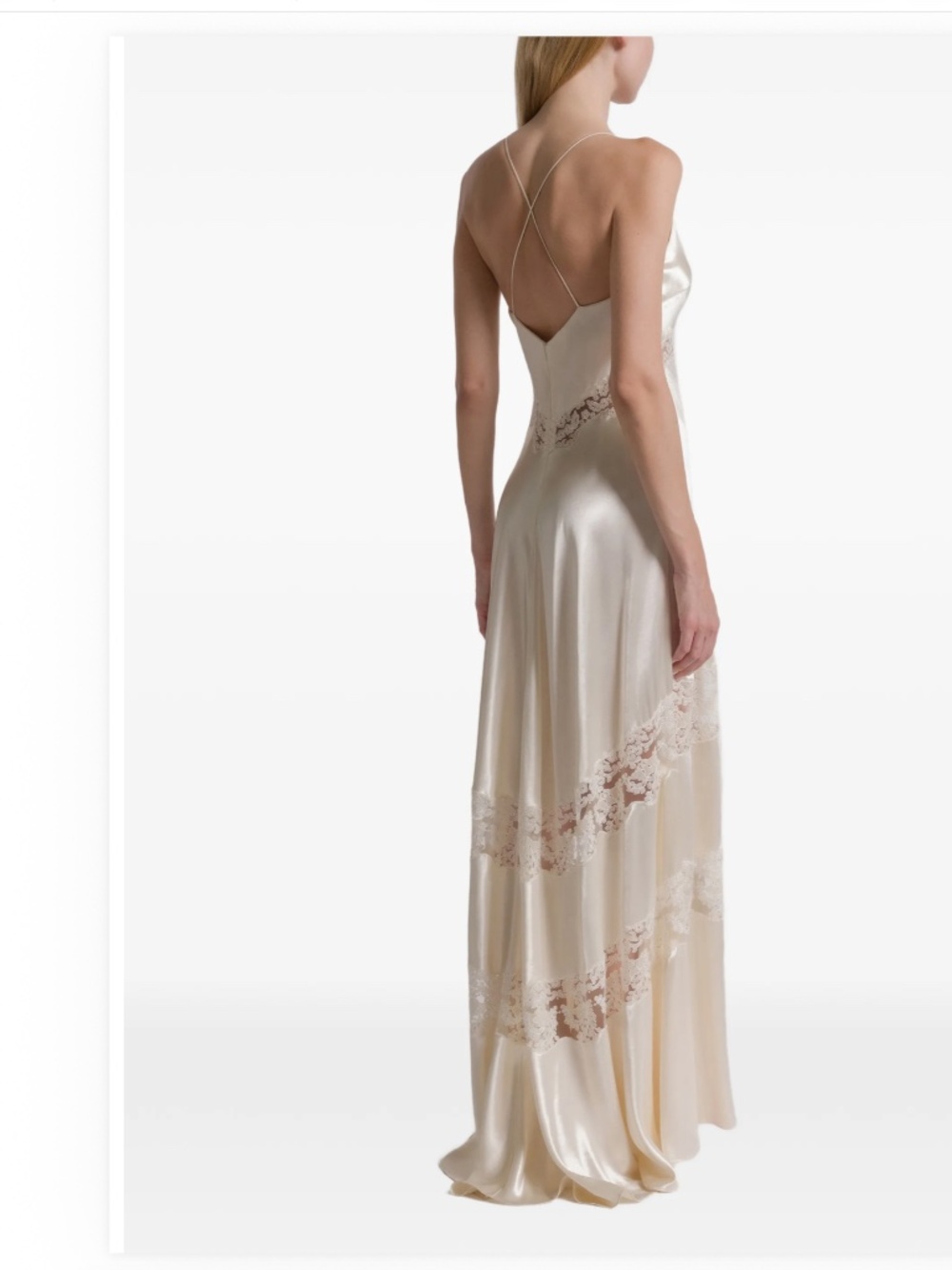 Alberta Ferretti Lace Panel Bridal Wedding Dress, Size Small - Picture 4 of 9